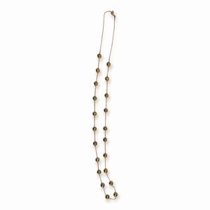 Drop Necklace in Gold Tone Metal Chain with Gold Tone Metal Balls